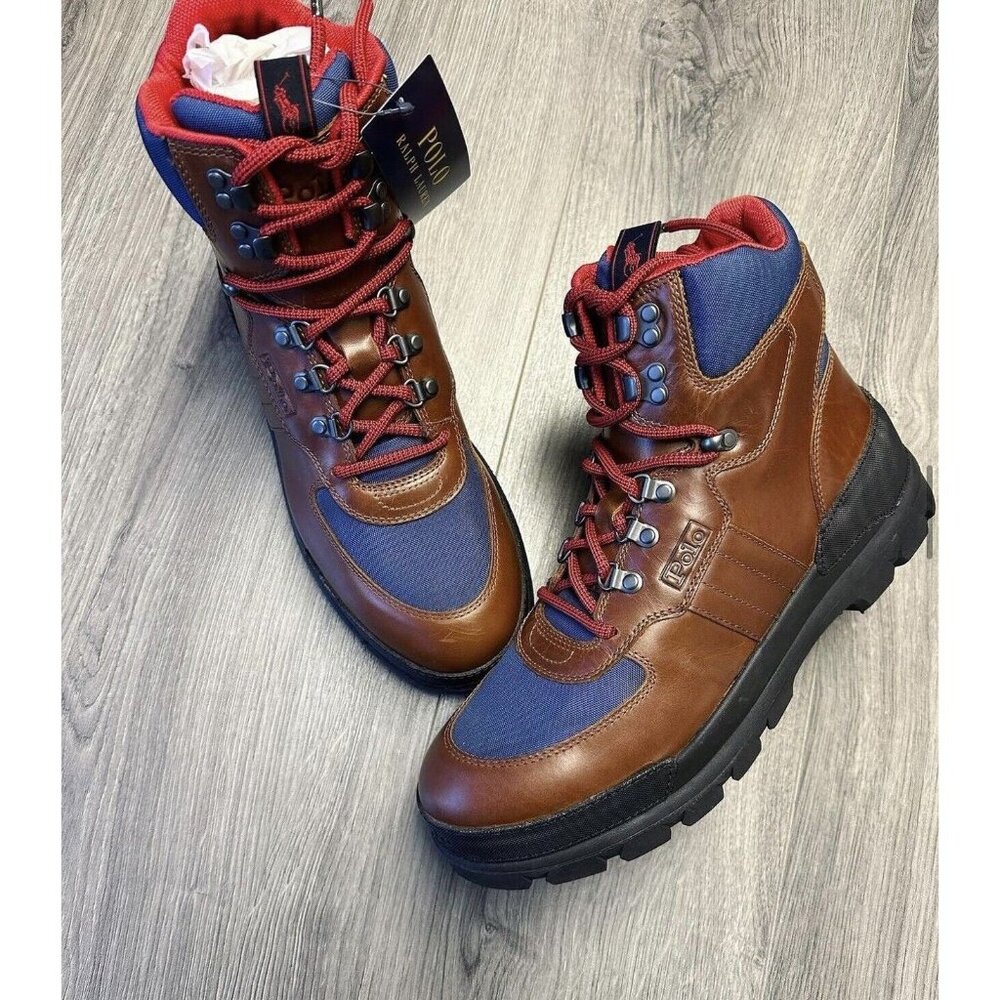 Polo Ralph Lauren Oslo Tactical Boots Leather Nylon Tan Navy